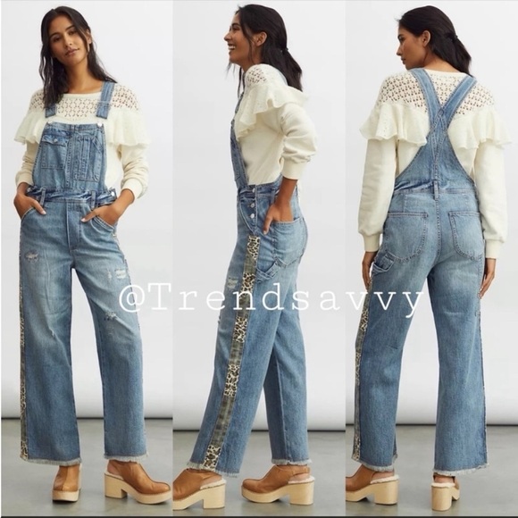ANTHROPOLOGIE Overalls Jean Button Distressed Relaxed Fits Blue Pilcro 26 NWT - Picture 8 of 8